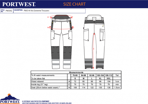 Pantaloni scurti Hi-Vis holster, galben/negru, regular, PW3, Portwest
